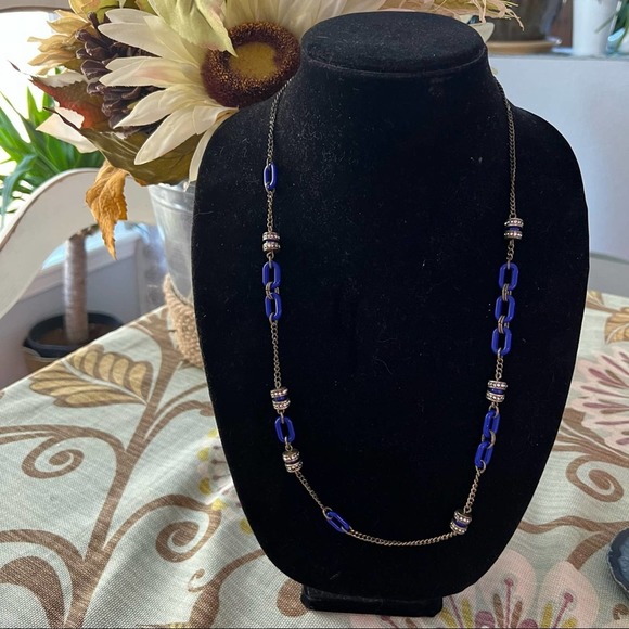 J. Crew Blue Chainlink Necklace - Picture 2 of 6